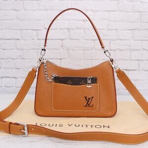 Louis Vuitton Marelle Brown Epi Shoulder Crossbody Handbag Purse Tote A4191